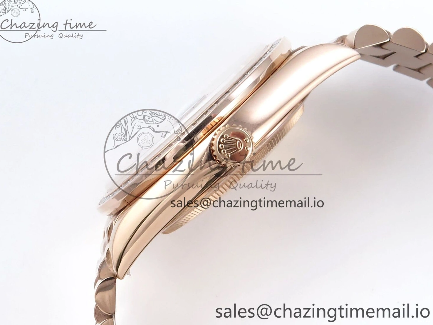 MiroTime 0310 Trendsetting DayDate 40 RG QF 1:1 Best Edition Green Roman Dial Diamonds Bezel on President Bracelet A2836 V5 (Gain Weight) 468